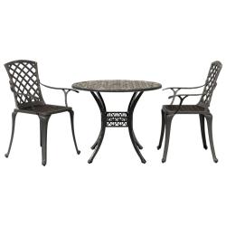 Ensemble de bistrot 3 pcs bronze aluminium coul&eacute;