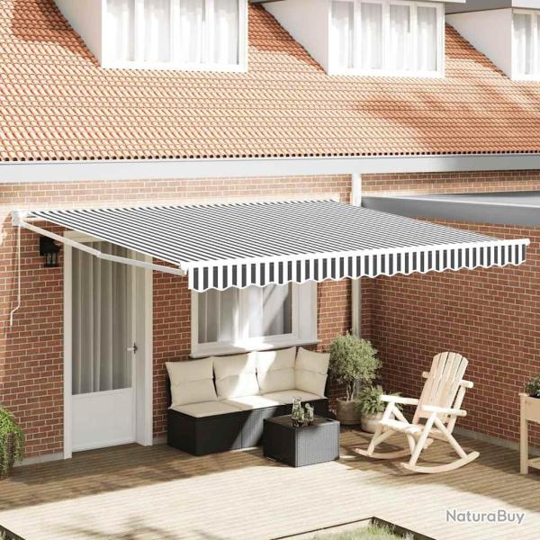 Auvent r�tractable anthracite et blanc 4x3 m tissu et aluminium
