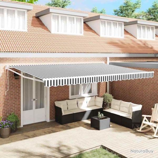 Auvent r�tractable anthracite et blanc 5x3 m tissu et aluminium