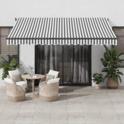 Auvent r&eacute;tractable automatique anthracite et blanc 400x350 cm