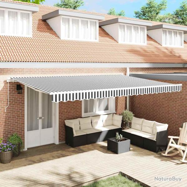 Auvent manuel r�tractable anthracite et blanc 500x300 cm