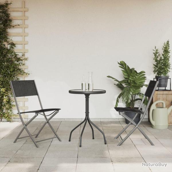 Ensemble � manger de jardin 3 pcs noir acier
