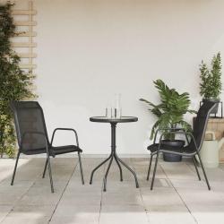 Ensemble &agrave; manger de jardin 3 pcs noir acier