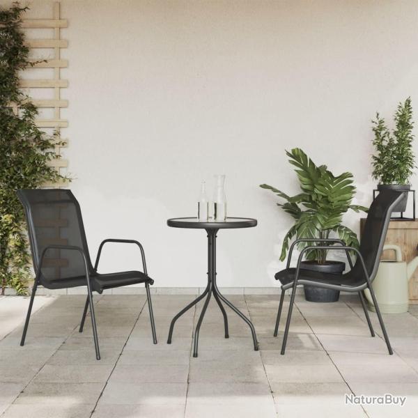 Ensemble � manger de jardin 3 pcs noir acier
