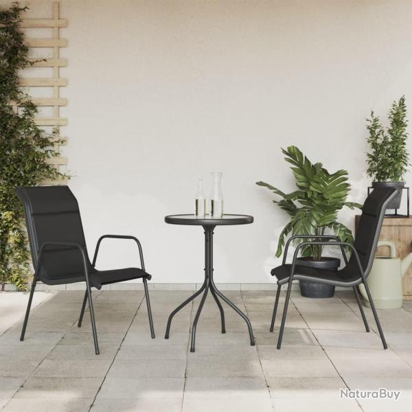 Ensemble � manger de jardin 3 pcs noir acier