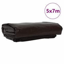 B&acirc;che 650g / m&sup2; Marron 5 x 7 m Toile avec rev&ecirc;tement en PVC