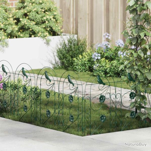 Cl�ture de jardin 5 pcs Vert Acier