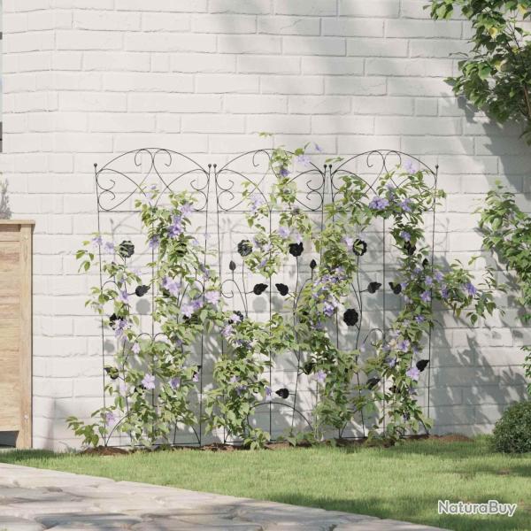 Cl�ture de jardin 3 pcs Noir 110,5 x 42,5 cm Acier