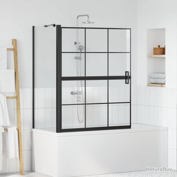 �cran de douche de bain Noir et Transparent 100 x 68 x 128 cm