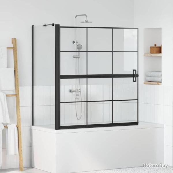 �cran de douche de bain Noir et Transparent 116 x 68 x 128 cm