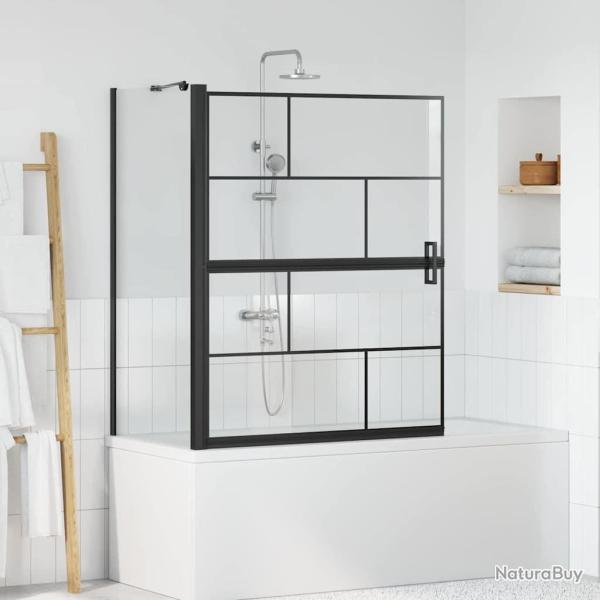 �cran de douche de bain Noir et Transparent 100 x 68 x 128 cm