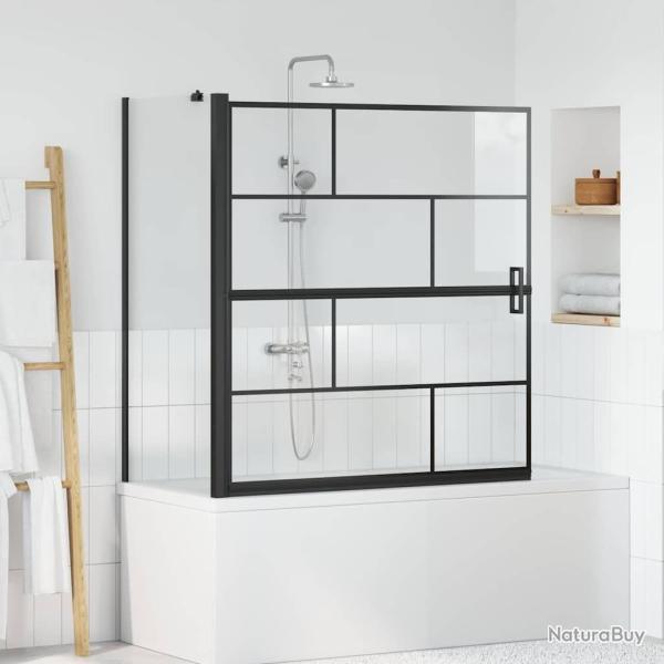 �cran de douche de bain Noir et Transparent 116 x 68 x 128 cm