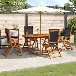 Ensemble &agrave; manger de jardin 5pcs bois d'acacia solide textil&egrave;ne