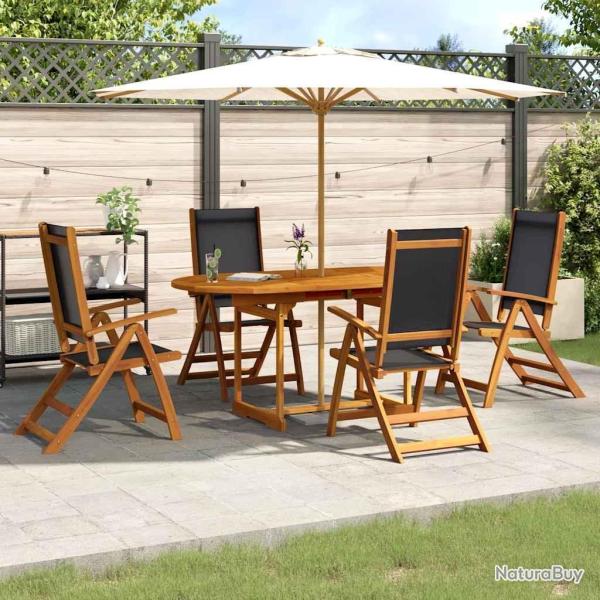Ensemble � manger de jardin 5pcs bois d'acacia solide textil�ne
