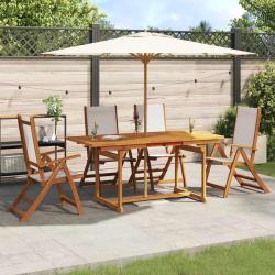 Ensemble &agrave; manger de jardin 5pcs bois d'acacia solide textil&egrave;ne