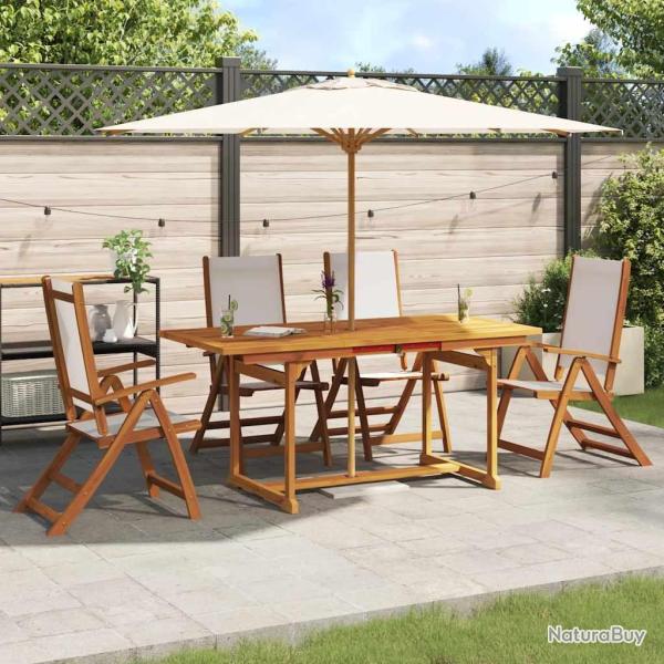 Ensemble � manger de jardin 5pcs bois d'acacia solide textil�ne