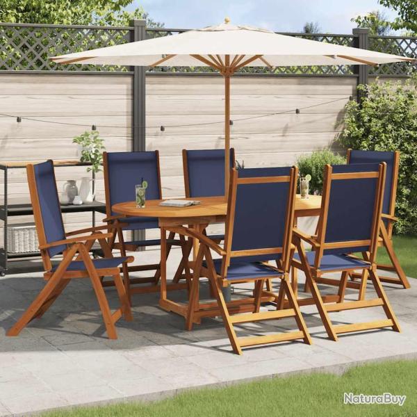 Chaises pliables de jardin lot de 6 bois d'acacia et textil�ne