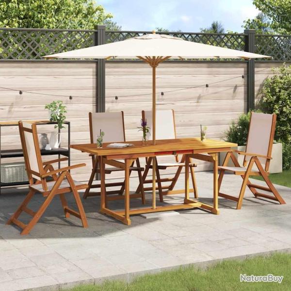 Ensemble � manger de jardin 5pcs bois d'acacia solide textil�ne