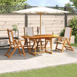 Ensemble &agrave; manger de jardin 5pcs bois d'acacia solide textil&egrave;ne