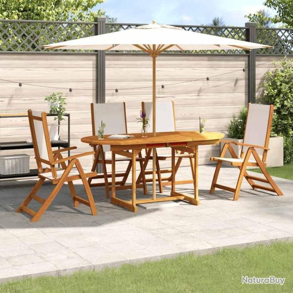 Ensemble � manger de jardin 5pcs bois d'acacia solide textil�ne