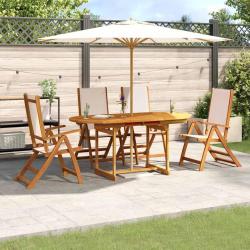 Ensemble &agrave; manger de jardin 5pcs bois d'acacia solide textil&egrave;ne
