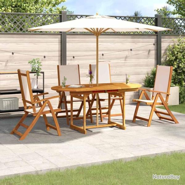 Ensemble � manger de jardin 5pcs bois d'acacia solide textil�ne
