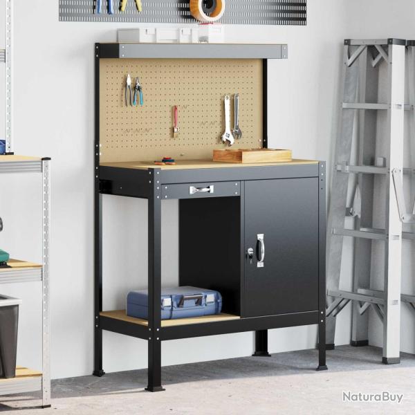 Atelier Noir 90 x 49 x 141 cm Bois d'ing�nierie et m�tal