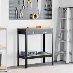 Atelier Noir 80 x 40 x 91 cm Bois d'ing&eacute;nierie et m&eacute;tal