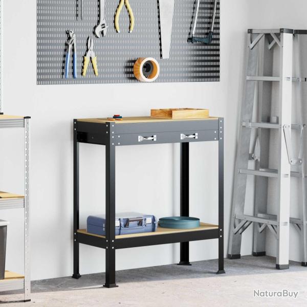 Atelier Noir 80 x 40 x 91 cm Bois d'ing�nierie et m�tal