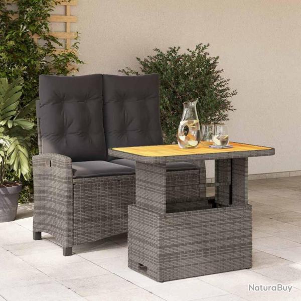 Ensemble � manger de jardin et coussins 2 pcs gris rotin