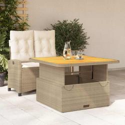 Ensemble &agrave; manger de jardin et coussins 2 pcs beige poly rotin