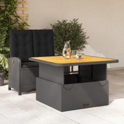 Ensemble &agrave; manger de jardin coussins 2pcs noir r&eacute;sine tress&eacute;e