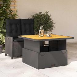 Ensemble &agrave; manger de jardin coussins 2pcs noir r&eacute;sine tress&eacute;e