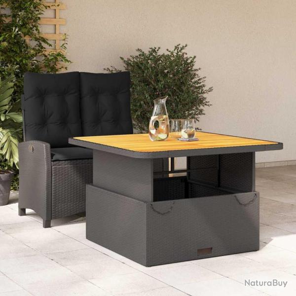 Ensemble � manger de jardin coussins 2pcs noir r�sine tress�e