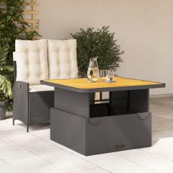 Ensemble &agrave; manger de jardin coussins 2pcs noir r&eacute;sine tress&eacute;e