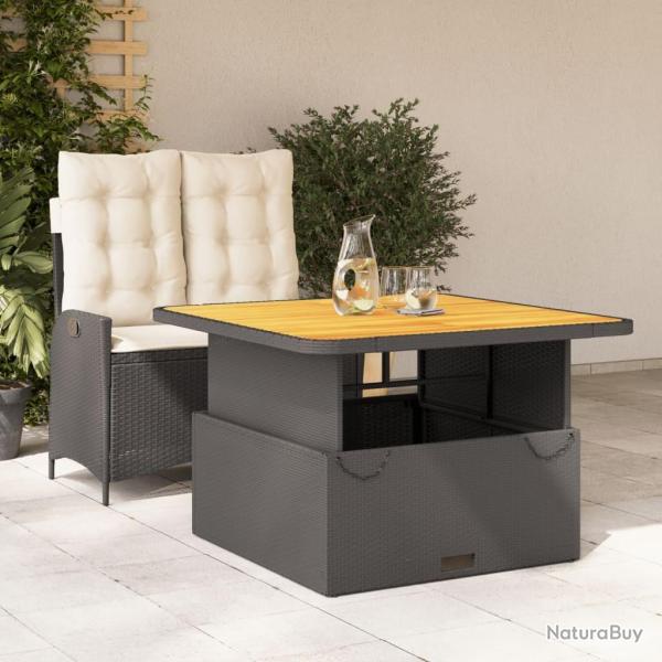 Ensemble � manger de jardin coussins 2pcs noir r�sine tress�e