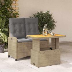 Ensemble &agrave; manger de jardin et coussins 2 pcs beige poly rotin
