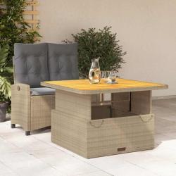 Ensemble &agrave; manger de jardin et coussins 2 pcs beige poly rotin