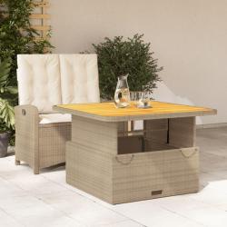 Ensemble &agrave; manger de jardin et coussins 2 pcs beige poly rotin