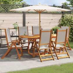 Chaises pliables de jardin lot de 6 bois d'acacia et textil&egrave;ne