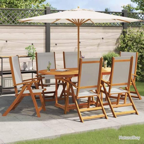 Chaises pliables de jardin lot de 6 bois d'acacia et textil�ne