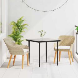 Ensemble de salle &agrave; manger pour jardin 3 pcs Beige polyrotin