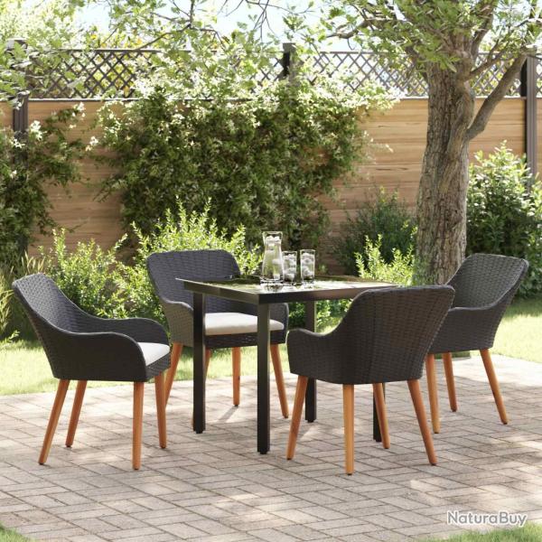 Ensemble de salle � manger pour jardin 5 pcs Noir polyrotin