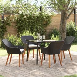 Ensemble de salle &agrave; manger pour jardin 5 pcs Noir polyrotin