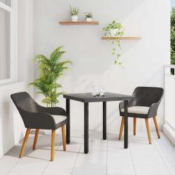 Ensemble de salle &agrave; manger pour jardin 3 pcs Noir polyrotin