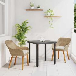 Ensemble de salle &agrave; manger pour jardin 3 pcs Beige polyrotin