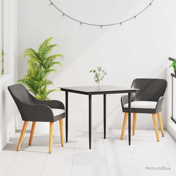 Ensemble de salle � manger pour jardin 3 pcs Noir polyrotin