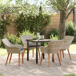Ensemble de salle &agrave; manger pour jardin 5 pcs Gris clair
