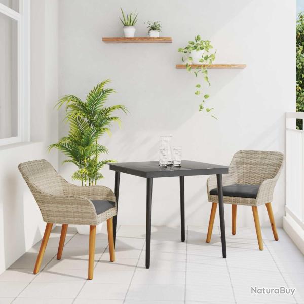 Ensemble de salle � manger pour jardin 3 pcs Gris clair
