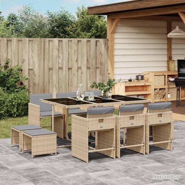 Ensemble � manger de jardin et coussins 11 pcs m�lange beige
